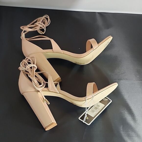 BRAND NEW CHARLES ALBERT LACE UP HIGH HEELED OPEN TOE DRESS THICK HEEL SANDAL - Picture 8 of 16